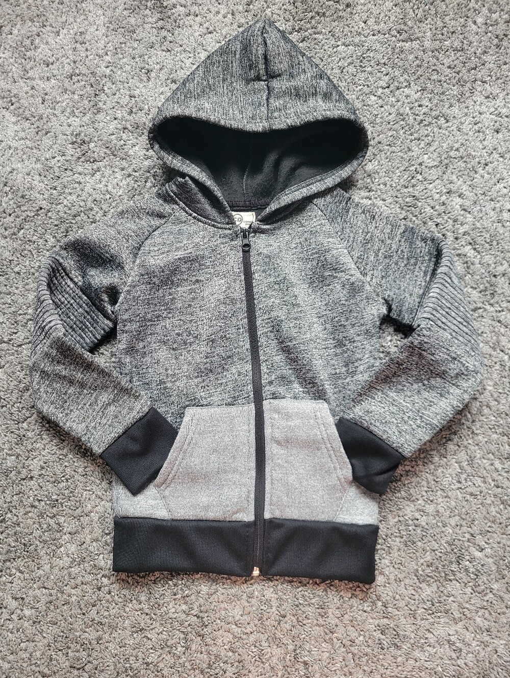 Copper Denim Gray Colorblock Hooded Zip Sweatshirt Pockets Size 5T